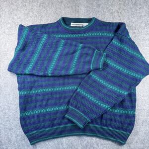 Fenn Wright & Manson XL Blue Striped Oversized Chunky Knit Sweater